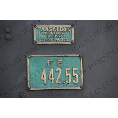 ID Plate on the side of a Vintage Steam Engine going from Asmara to Massawa