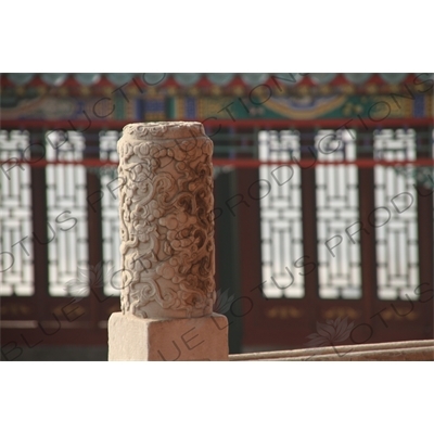 Decorative Stone Carving in the Tower of Buddhist Incense (Fo Xiang Ge) Compound in the Summer Palace in Beijing