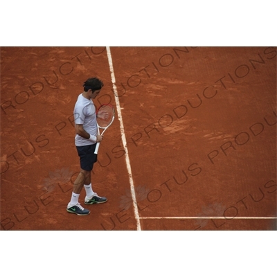 Roger Federer on Philippe Chatrier Court at the French Open/Roland Garros in Paris