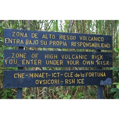 Warning Sign at Entrance to Arenal Volcano National Park