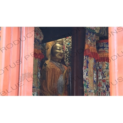 Tsongkhapa (Zongge Shanhuicheng) Statue in the Hall of the Wheel of the Law (Falun Dian) in the Lama Temple in Beijing