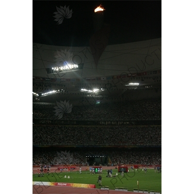 Olympic Flame in the Bird's Nest/National Stadium (Niaochao/Guojia Tiyuchang) in the Olympic Park in Beijing