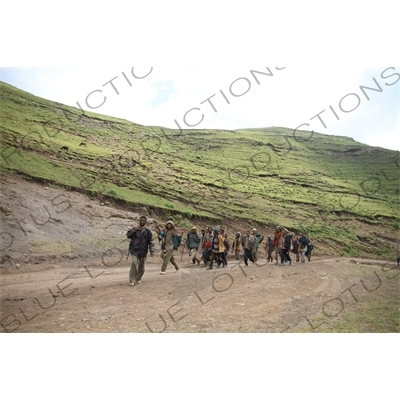 Men Walking in Simien Mountains National Park