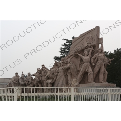 'Heroes of the Revolution' sculpture outside the Chairman Mao Memorial Hall/Mao's Mausoleum (Mao Zhuxi Jinnian Tang) in Tiananmen Square in Beijing