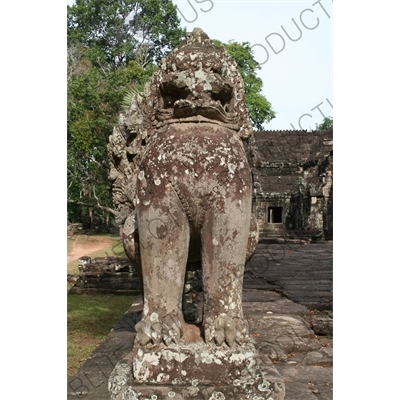 Lion Guardian Statue outside Bantea Kdei in Angkor