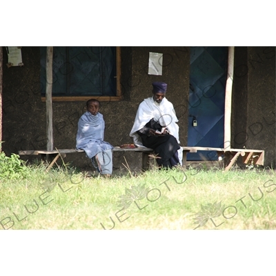 Priest and Pupil outside a Church next to Lake Tana