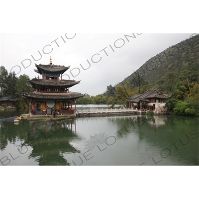 Moon Embracing Pavilion (Deyue Lou) on the Black Dragon Pool (Heilongtan) in Jade Spring Park (Yu Quan Gongyuan) near the Old City of Lijiang