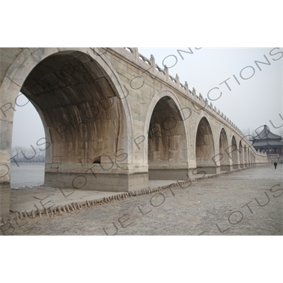 17 Arch Bridge (Shiqi Kong Qiao) and Spacious Pavilion (Kuoruting) in the Summer Palace in Beijing