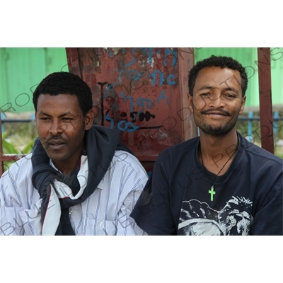 Men Waiting for a Bus on Churchill Avenue in Addis Ababa