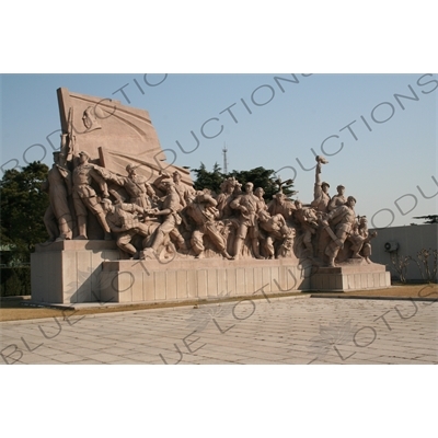 Revolutionary Heroes Sculpture in front of Chairman Mao Memorial Hall (Mao Zhuxi Jinnian Tang) on Tiananmen Square in Beijing