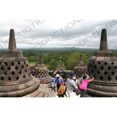 Tourists on a Terrace at Borobudur