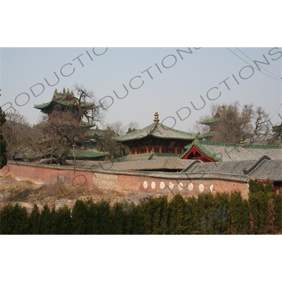 Bell Tower, Chuipu Hall and the Drum Tower at the Shaolin Temple in Dengfeng