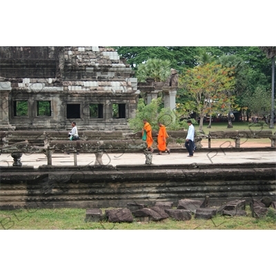 Monks Walking in Angkor Wat