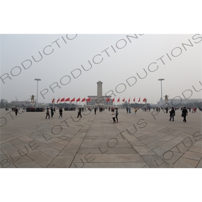 Monument to the People's Heroes and the Chairman Mao Memorial Hall/Mao's Mausoleum in Tiananmen Square in Beijing