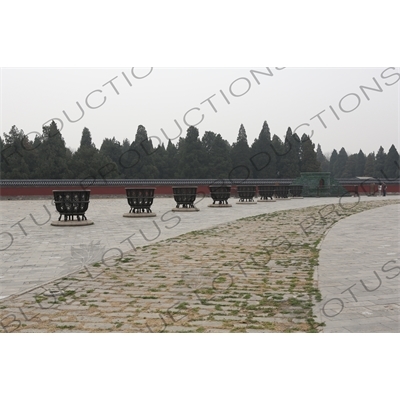 Sacrificial Stove and Sacrificial Braziers in the Circular Mound Altar (Yuanqiu Tan) Compound in the Temple of Heaven (Tiantan) in Beijing