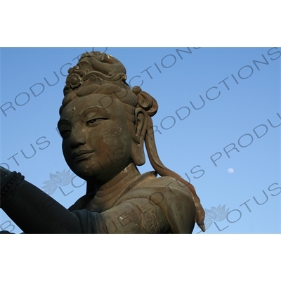 'Offering of the Six Devas' Statues in front of the Big Buddha (Tiantan Da Fo) Statue on Lantau in Hong Kong