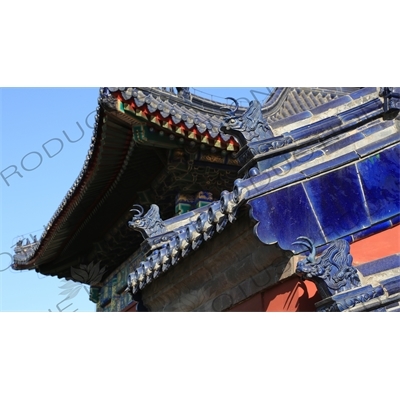 Blue Glaze Roof Tiles in the Hall of Prayer for Good Harvests (Qi Nian Dian) Complex in the Temple of Heaven (Tiantan) in Beijing