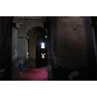 Fresco of the Virgin Mary and Baby Jesus in the House of the Cross (Biete Maskal/Bet Maskal) Church in Lalibela