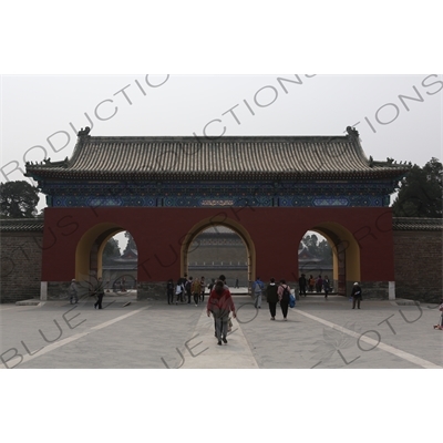 Danbi Bridge/Sacred Way and Chengzhen Gate (Chengzhen Men) in the Temple of Heaven (Tiantan) in Beijing