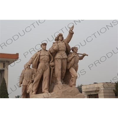 'Heroes of the Revolution' Sculpture outside the Chairman Mao Memorial Hall/Mao's Mausoleum (Mao Zhuxi Jinnian Tang) in Tiananmen Square in Beijing