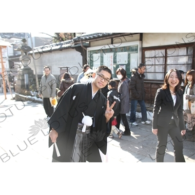 Man in Traditional Japanese Dress at Zenko-ji in Nagano