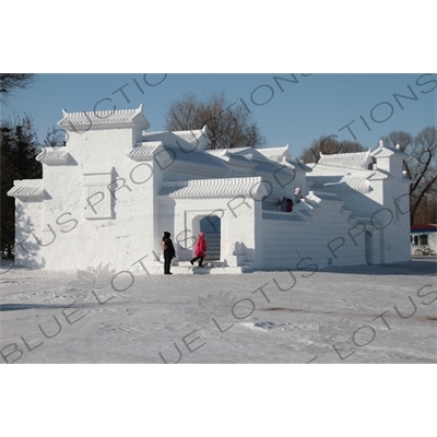 Snow Sculpture in the Sun Island Scenic Area (Taiyang Dao) in Harbin