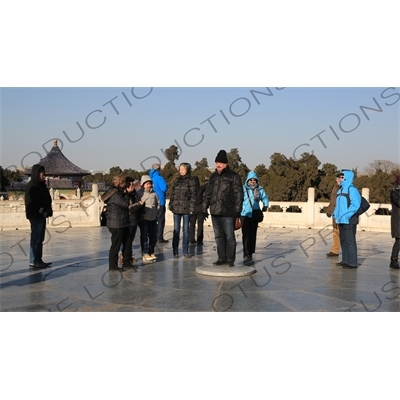 Heaven's Heart Stone/Sun Stone at the top of the Circular Mound Altar (Yuan Qiu) in the Temple of Heaven in Beijing