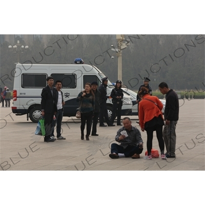 Police Van in Tiananmen Square in Beijing