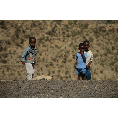 Children Playing near a Station along the Asmara to Massawa Railway Line