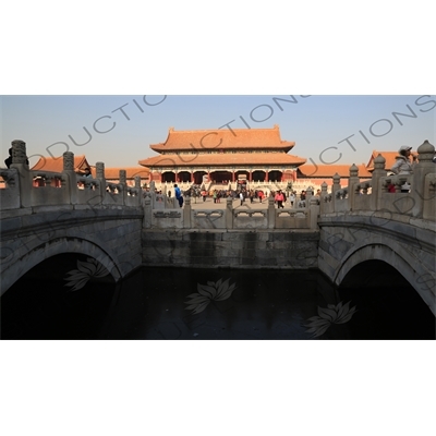 Inner Golden Water Bridge (Nei Jinshui Qiao) and Gate of Supreme Harmony (Taihe Men) in the Forbidden City in Beijing