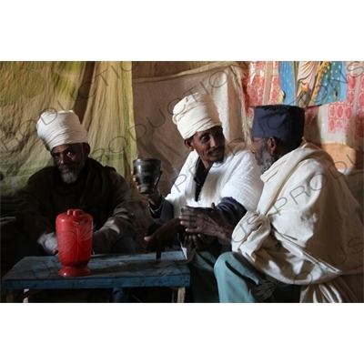 Priests in a Monastery Building at Debre Damo