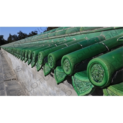 Green Glaze Roof Tiles in the Hall of Prayer for Good Harvests (Qi Nian Dian) Complex in the Temple of Heaven (Tiantan) in Beijing