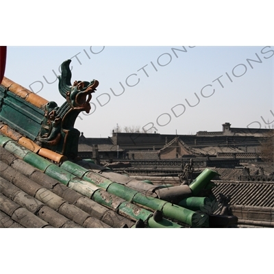 Carvings on a Roof of the City God Temple in Pingyao