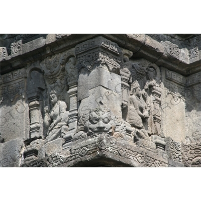 Relief Carving on a Building at Prambanan Temple Compound near Yogyakarta