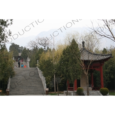 Pagoda with Carved Buddhist Tablet at the Shaolin Temple in Dengfeng