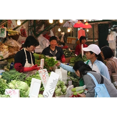 Vegetable Stall at a Street Market in Hong Kong