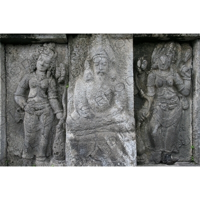 Relief Carvings on a Building at Prambanan Temple Compound near Yogyakarta