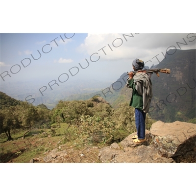 Man with AK-47 in Simien Mountains National Park