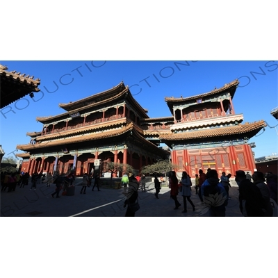 Pavilion of Ten Thousand Joys (Wanfu Ge) and Pavilion of Everlasting Health (Yongkang Ge) in the Lama Temple in Beijing