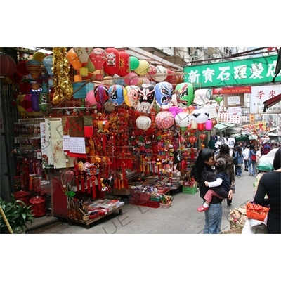 Decorative Lanterns at a Street Market in Hong Kong