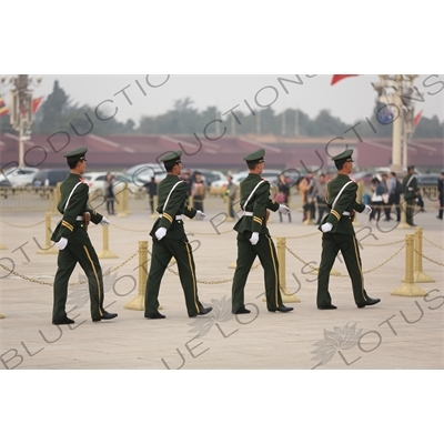 Soldiers Marching in Tiananmen Square in Beijing