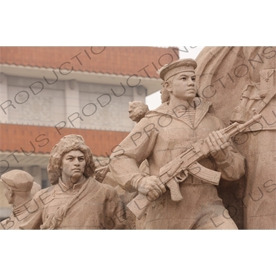 'Heroes of the Revolution' Sculpture outside the Chairman Mao Memorial Hall/Mao's Mausoleum (Mao Zhuxi Jinnian Tang) in Tiananmen Square in Beijing