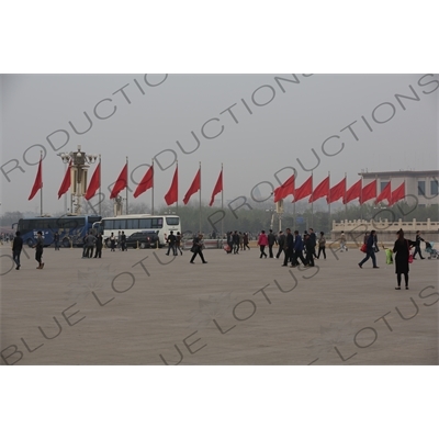 Red Flags in Tiananmen Square in Beijing