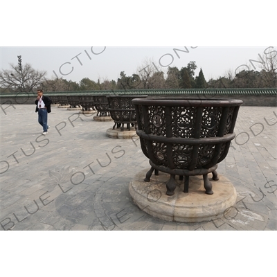 Sacrificial Braziers around the Hall of Prayer for Good Harvests (Qi Nian Dian) in the Temple of Heaven (Tiantan) in Beijing