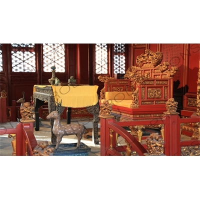 Throne in the Imperial Lecture Palace/Hall (Biyong) in the Imperial College (Guozijian) in Beijing