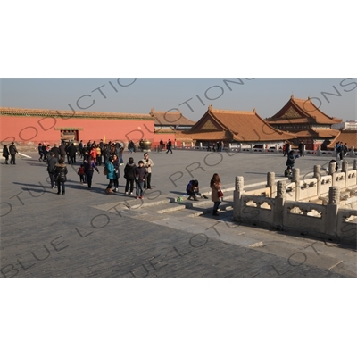 Back Left Gate (Hou Zuo Men), Solon Tower (Chong Lou) and the Hall for Worshipping Ancestors (Fengxian Dian) in the Forbidden City in Beijing