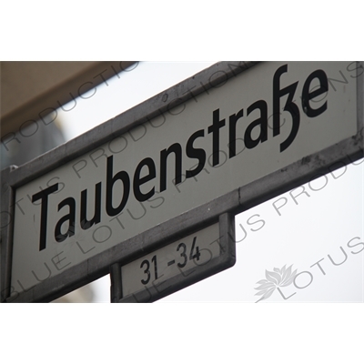 'Taubenstrasse' Street Sign in Berlin