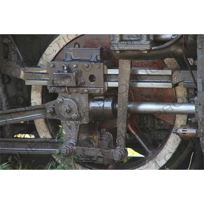 Wheel on a Vintage Steam Engine Going from Asmara to Massawa