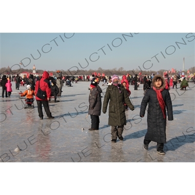 People on the Songhua River in Harbin