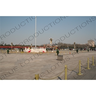 Soldiers at the Base of the Flagpole on Tiananmen Square in Beijing